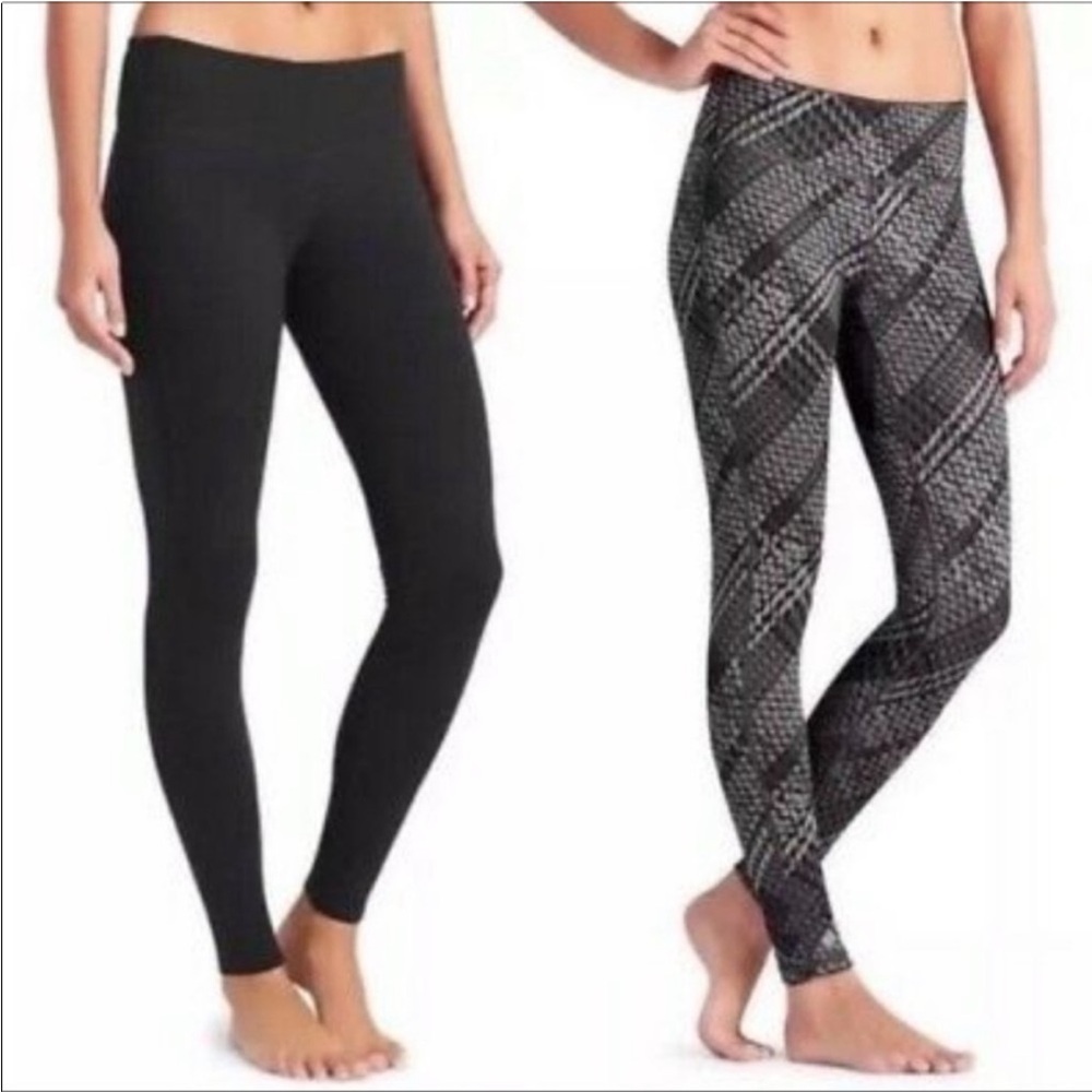 Athleta Westchester Chaturanga Reversible Leggings Black & White Plaid Sz Small